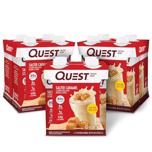 Quest Nutrition Ready to Drink Salted Caramel Protein Shake, 30g Protein, 3g Net Carbs, Gluten Free, Keto Friendly, 11 fl.oz 4 Count(Pack of 3) | Amazon (US)