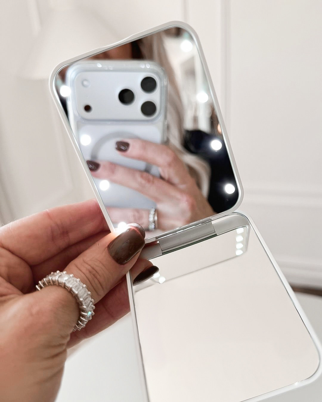 LED COMPACT TRAVEL MIRROR WITH MAGNIFICATION! This sleek LED compact mirror is designed for flawless touch-ups anywhere, with both standard and magnified views for precision. The built-in lights create even, flattering illumination while the slim, foldable design fits easily into a purse or travel bag. A polished everyday essential that feels practical, elevated, and gift-worthy.

#Amazon #TheHillaryStyle #TravelBeauty #CompactMirror #BeautyEssentials #EverydayMakeup #OnTheGoStyle #NeutralAesthetic #GiftableFinds 

 #LTKmomlife #LTKselfcare #LTKOver40