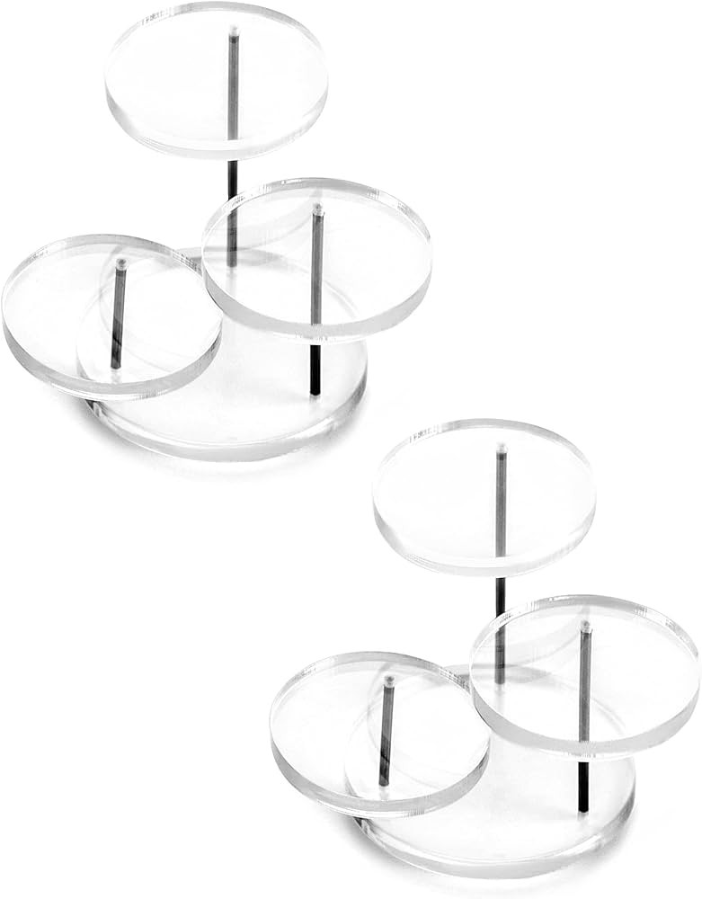 QWORK Round Acrylic Products Display Riser Stands, 3 Tier Jewelry Display Stands for Rings Earrin... | Amazon (US)