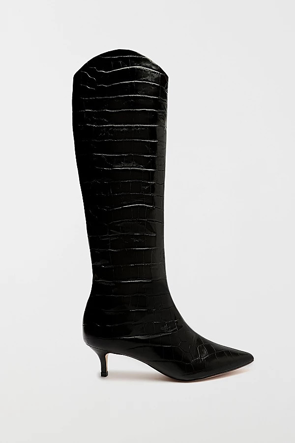 Schutz Maryana Leather Kitten Heel Boot in Black, Women's at Urban Outfitters | Urban Outfitters (US and RoW)