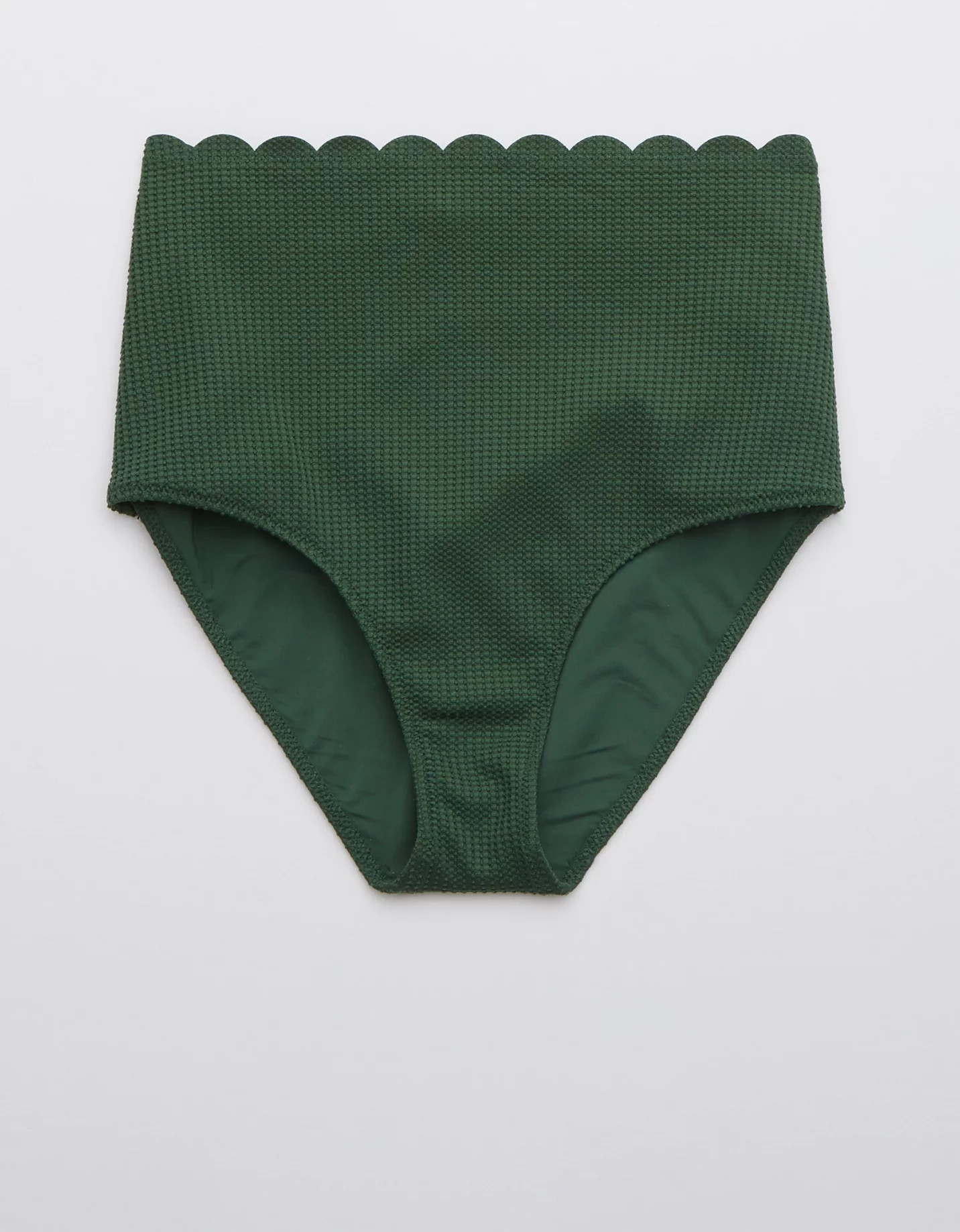 Aerie Waffle Scalloped High Waisted Bikini Bottom | American Eagle Outfitters (US & CA)