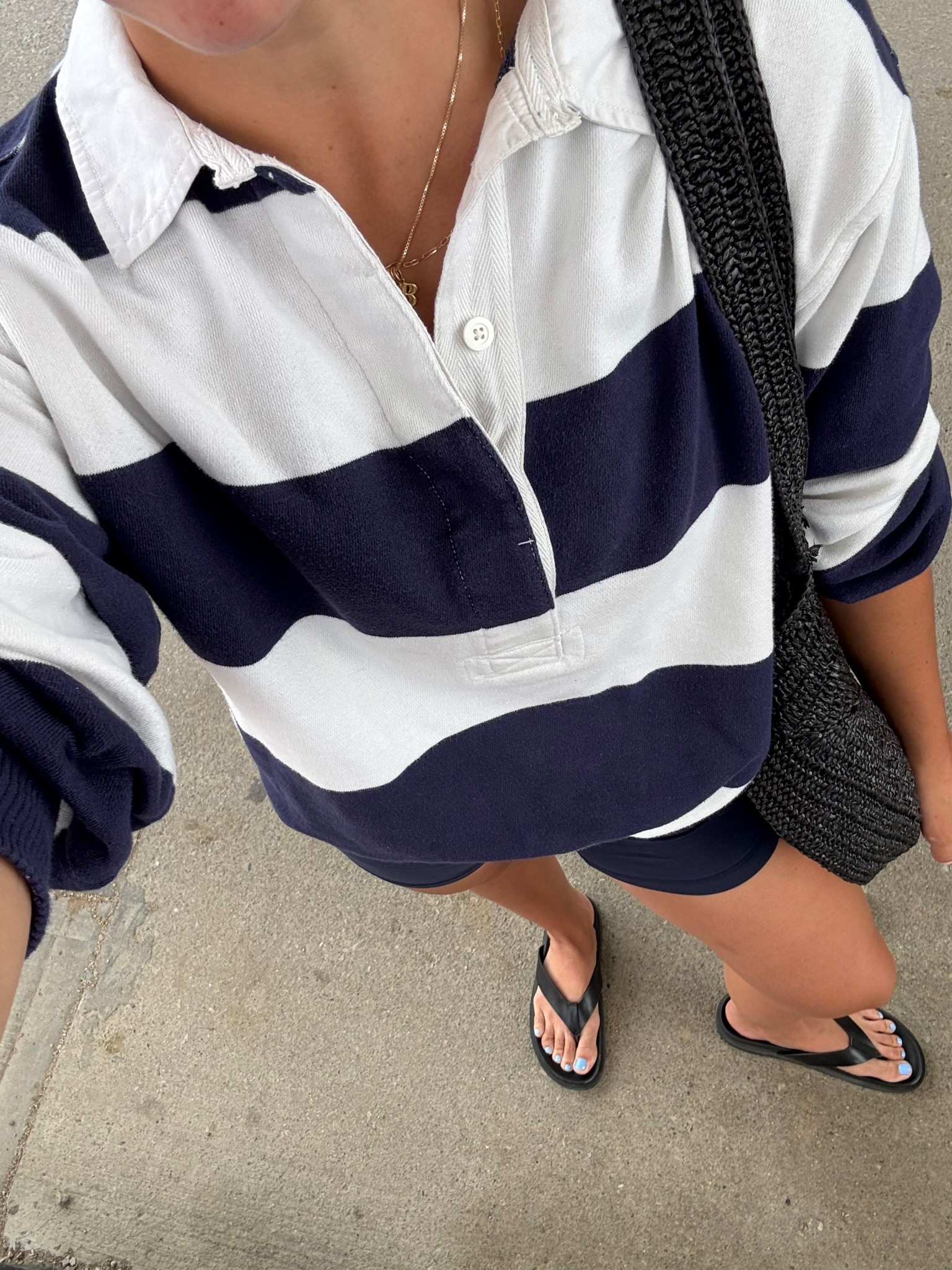 Polo plus biker shorts !! Love this navy on navy combo. Wearing a medium top! 