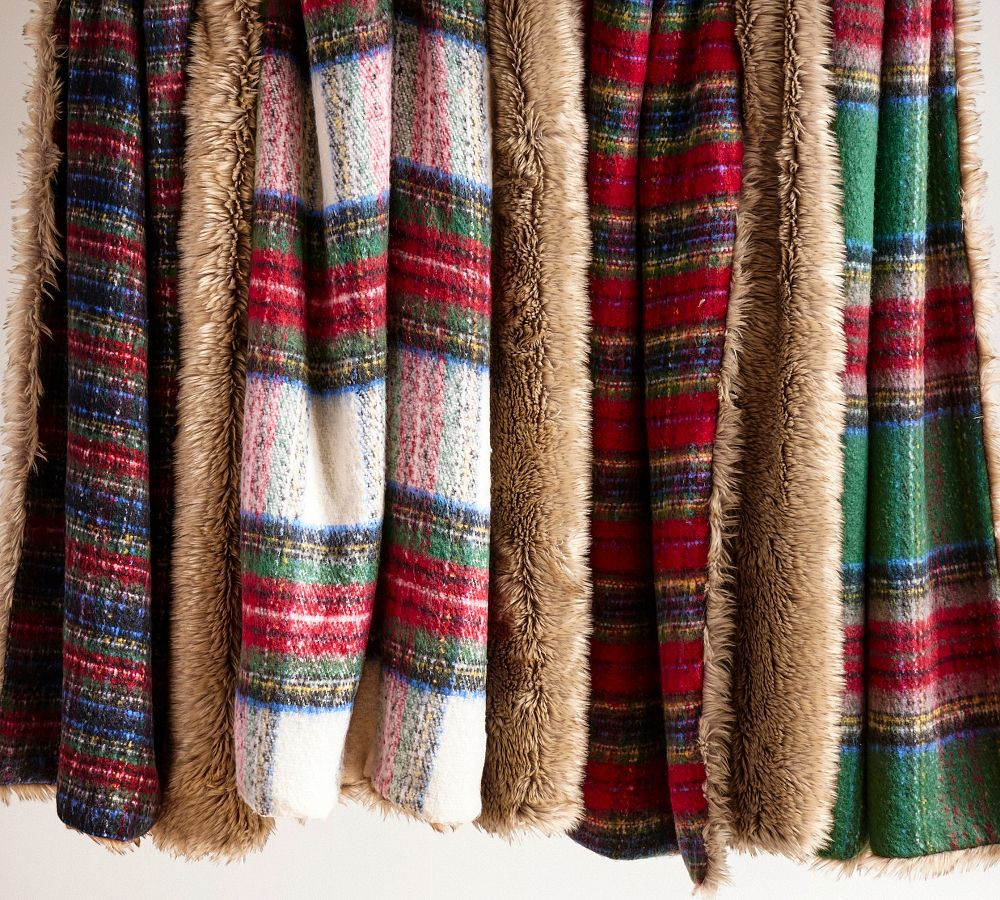 Stewart Plaid Faux Fur Back Throw | Pottery Barn (US)
