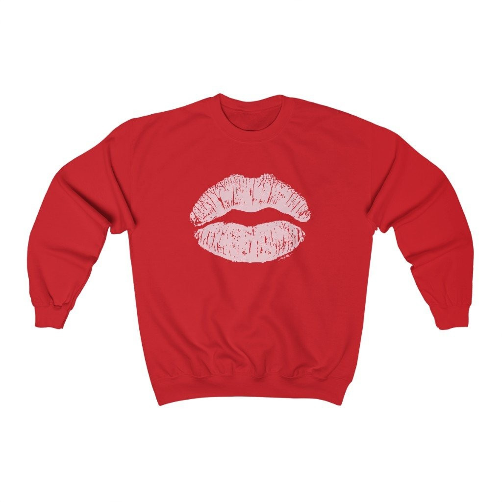 Pink Kiss Lips Unisex Crewneck Sweatshirt | Always Stylish Mama