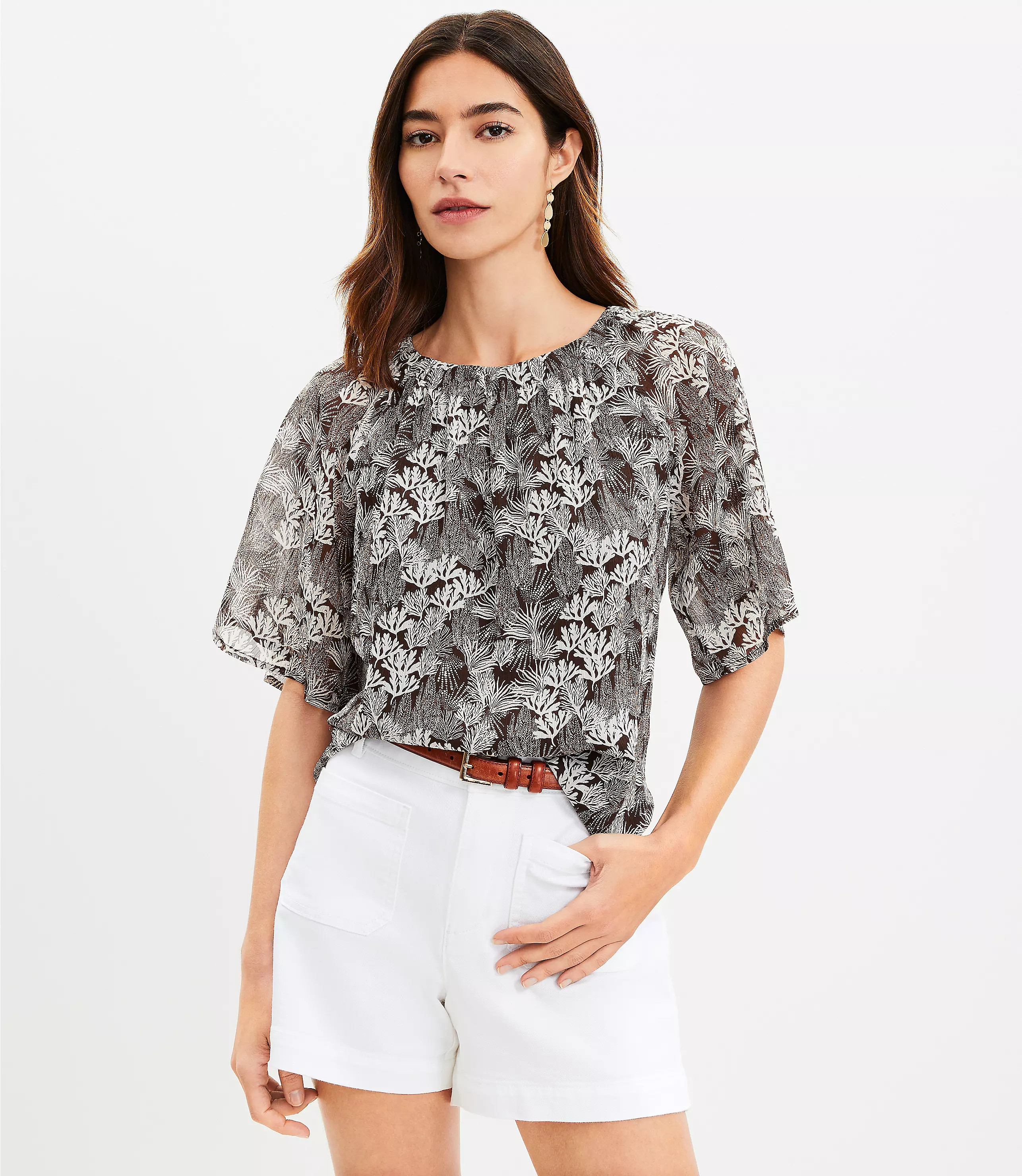 Coral Reef Open Tie Back Blouse | LOFT