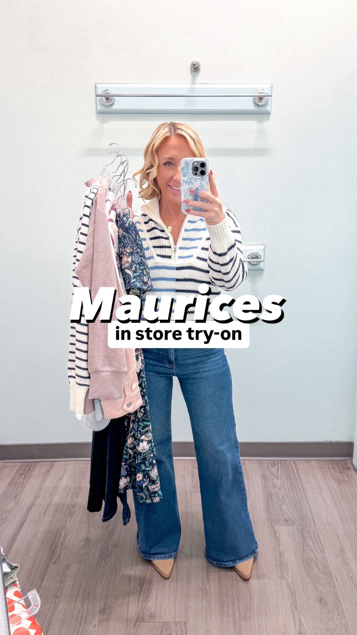 Maurices in store try-on haul (and it’s all on sale!):
1. Knit denim shacket - size medium (needed a small but they didn’t have it in store).
2. Corvette t-shirt - size small. Runs oversized. 
3. Flare jeans - size 4. On sale for $19.99.
4. Striped sweatshirt - size small. On sale for $25.
5. Dark blue leggings - size small. 
6. Rubbed collar tunic sweatshirt - size small. On sale $25.
7. Floral dress - size small. 
8. Pink denim jacket - size small (fun’s a bit oversized).
9. Floral blouse - size small. 
10. Wide leg black pants - size 4. 
11. Eyelet sleeve sweatshirt - size small. 
12. Olive Slim straight ankle jeans - size 4. 


#LTKSaleAlert #LTKSeasonal #LTKWatchNow