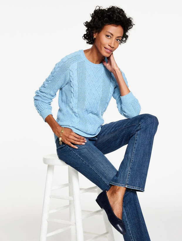 Cable Knit Crewneck Sweater - Marl | Talbots