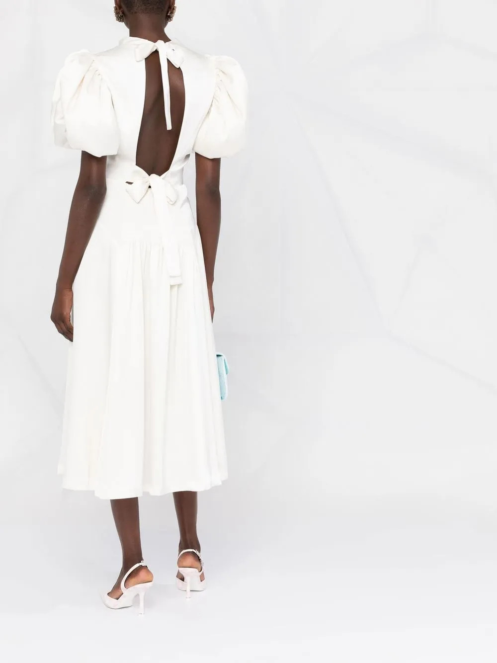 ROTATE Noon puff-sleeve Midi Dress - Farfetch | Farfetch Global