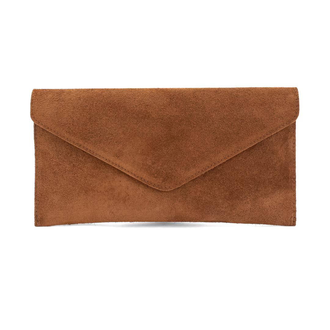 Genuine Suede Leather Evening Envelope Dark Brown Clutch Crossbody Shoulder Handbags Bridesmaid G... | Etsy (US)