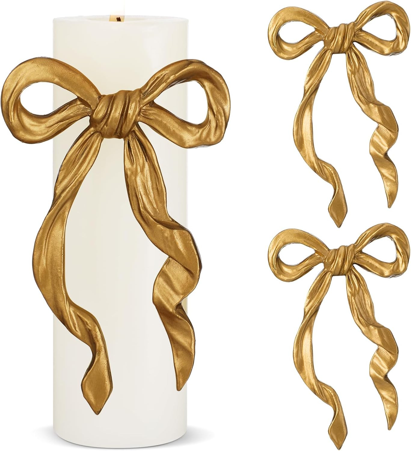 2 Pcs Christmas Candle Bow Pin Vintage Gold Bowknot Charm Candle Decor for Women Coquette Bridal ... | Amazon (US)