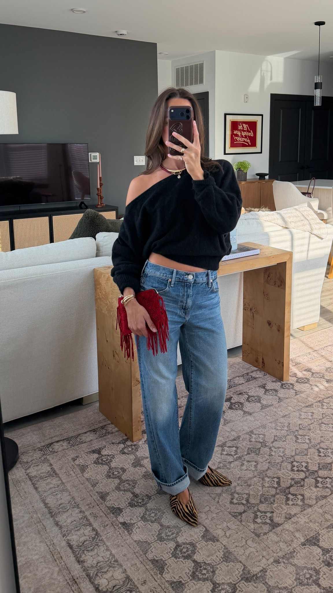 I am wearing 25 petite jeans and small sweater! The Aritzia sweater is nearly sold out but other 2 are similar for less $$!