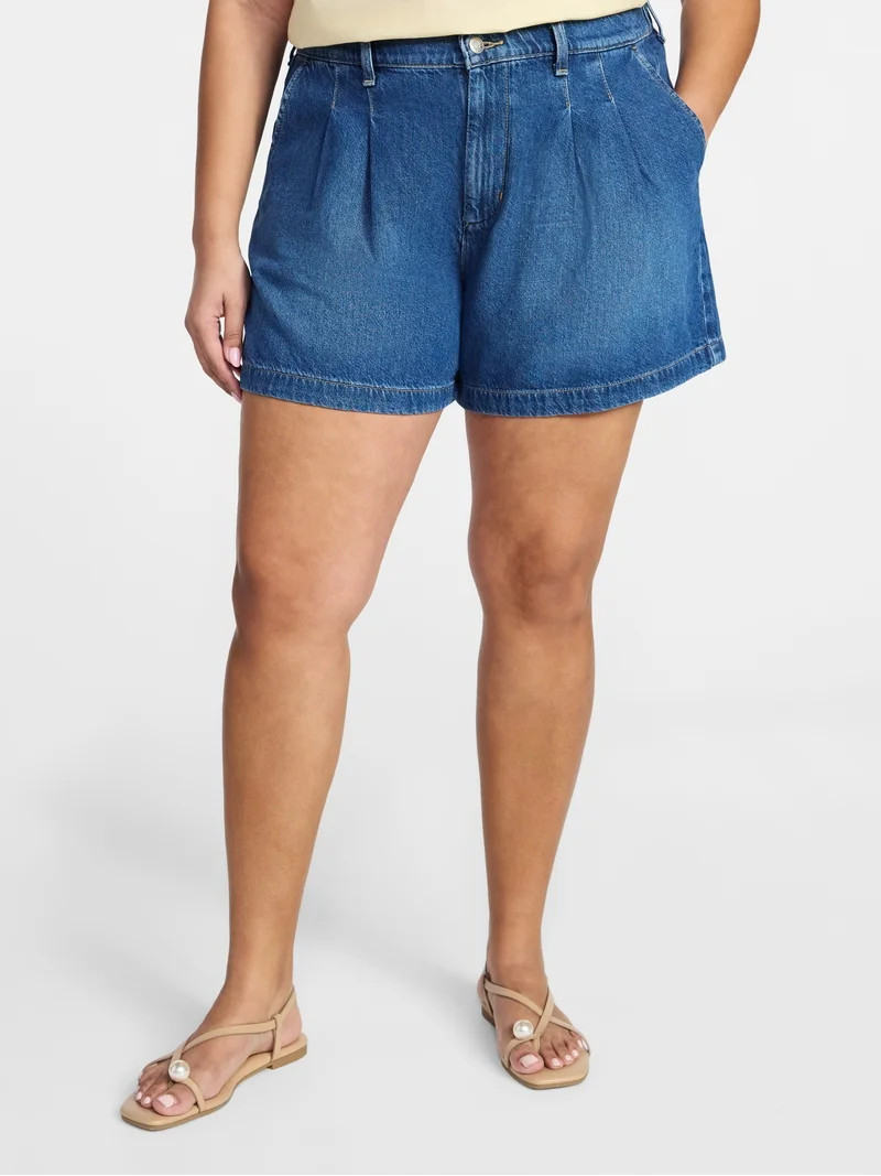 Terra & Sky Women's Plus Drapey Denim Shorts | Walmart (US)