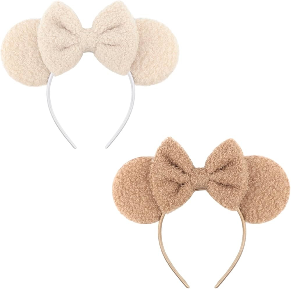 DRESHOW Wool Mouse Ears Bow Headbands Fluffy Hair Bands Bow Hairband Soft Plush Headwear Party Co... | Amazon (CA)