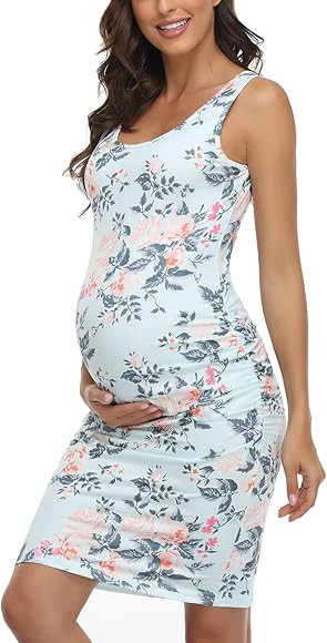 BBHoping Women's Maternity Sleeveless Dresses Maternity Tank Dress Mama Baby Shower Pregnancy Dre... | Amazon (US)