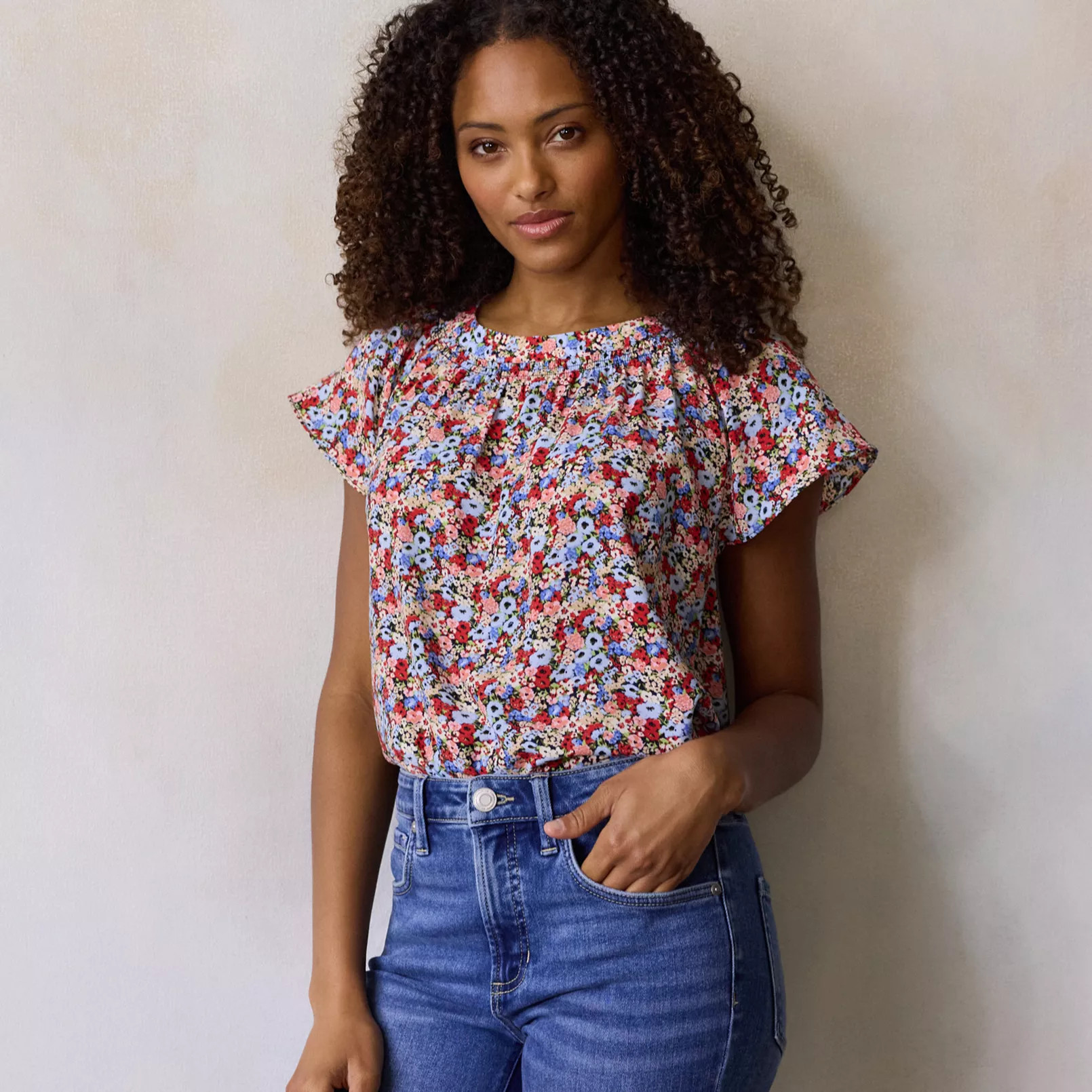 Women's LC Lauren Conrad Shirred Neck Shell Top | Kohl's