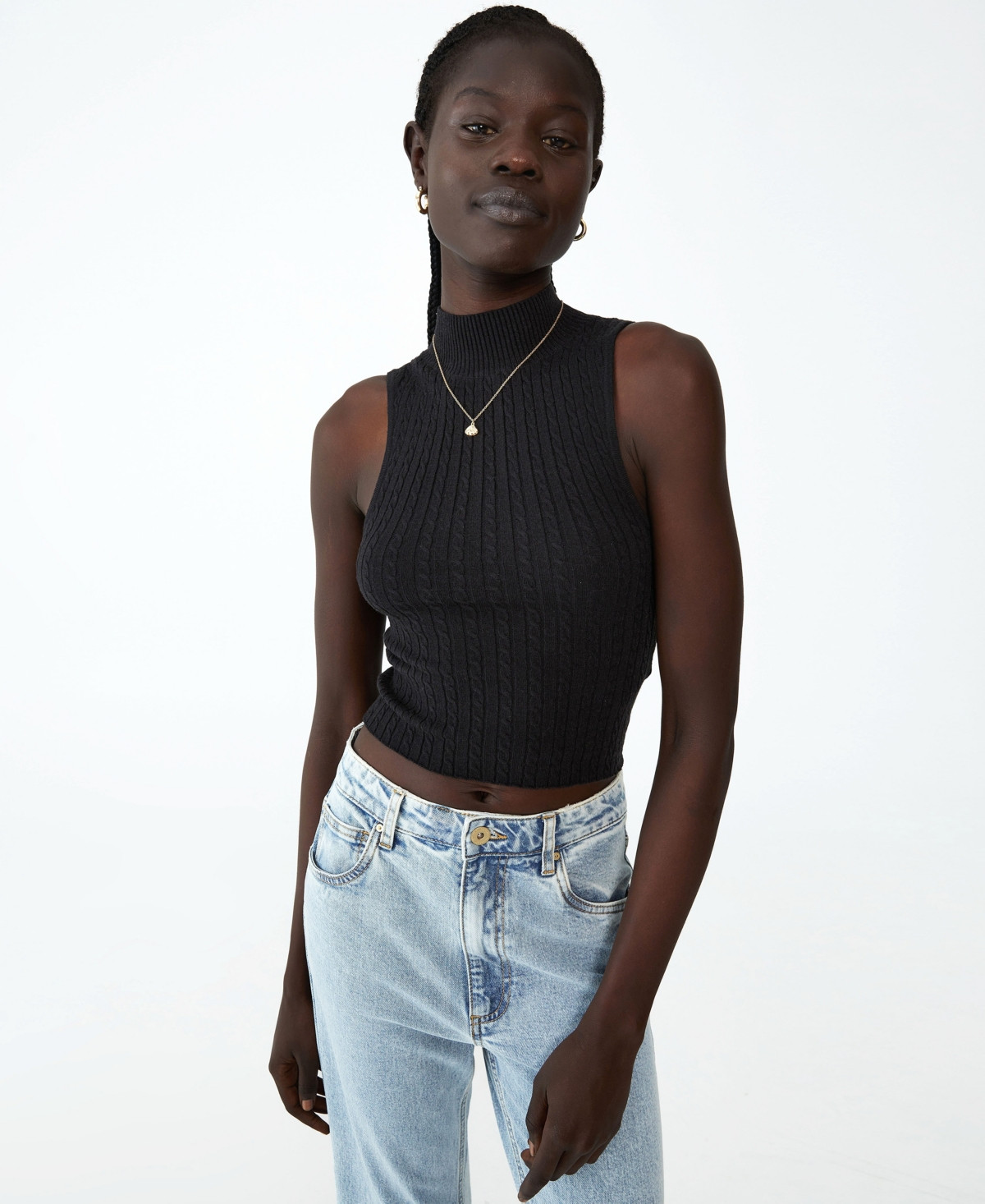 Cotton On Women's Easy Mock Neck Micro Cable Sleeveless Top | Macys (US)