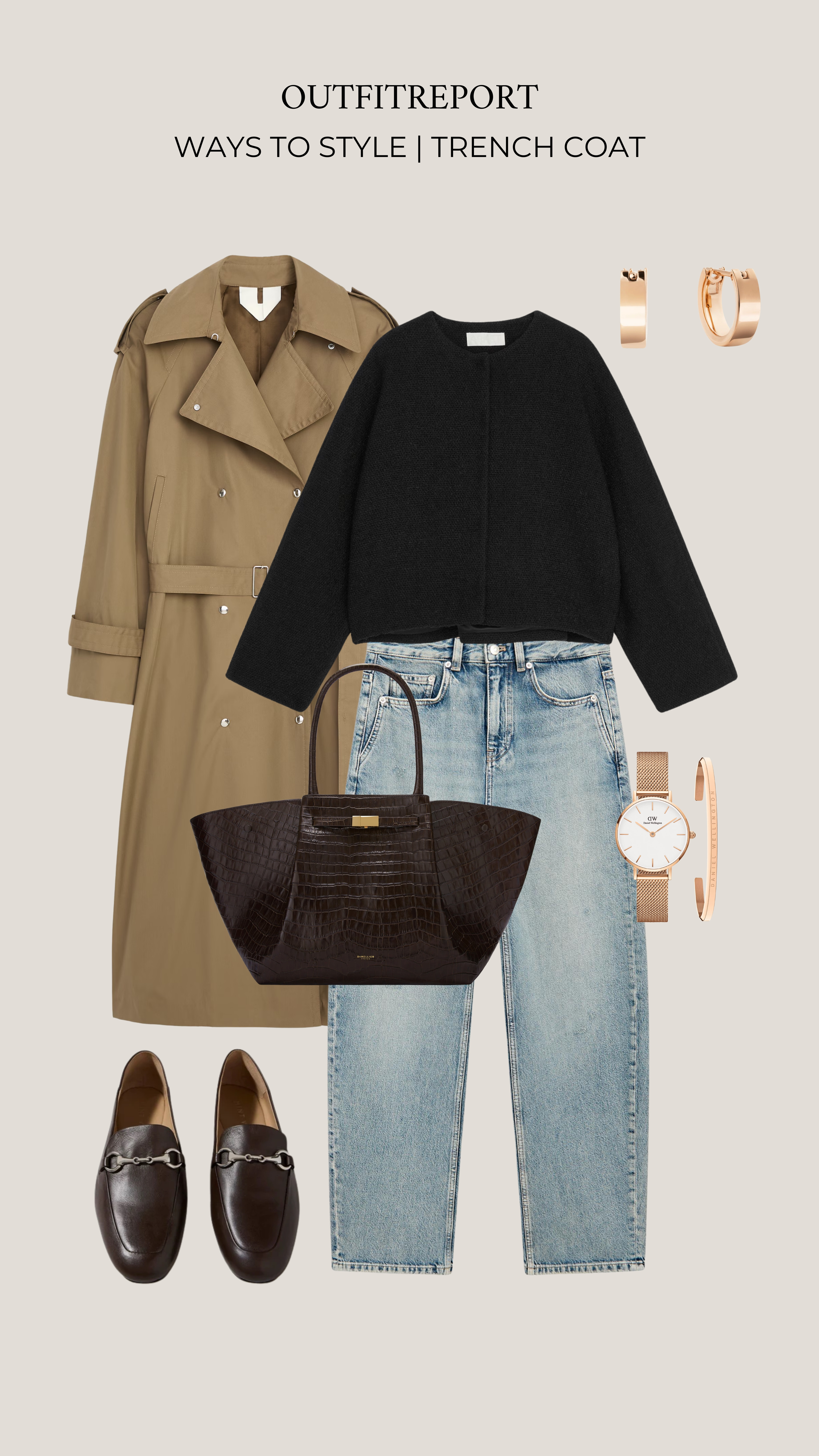 Trench coat black sweater denim jeans black loafers

#LTKautumn #LTKjeans #LTKstyletip