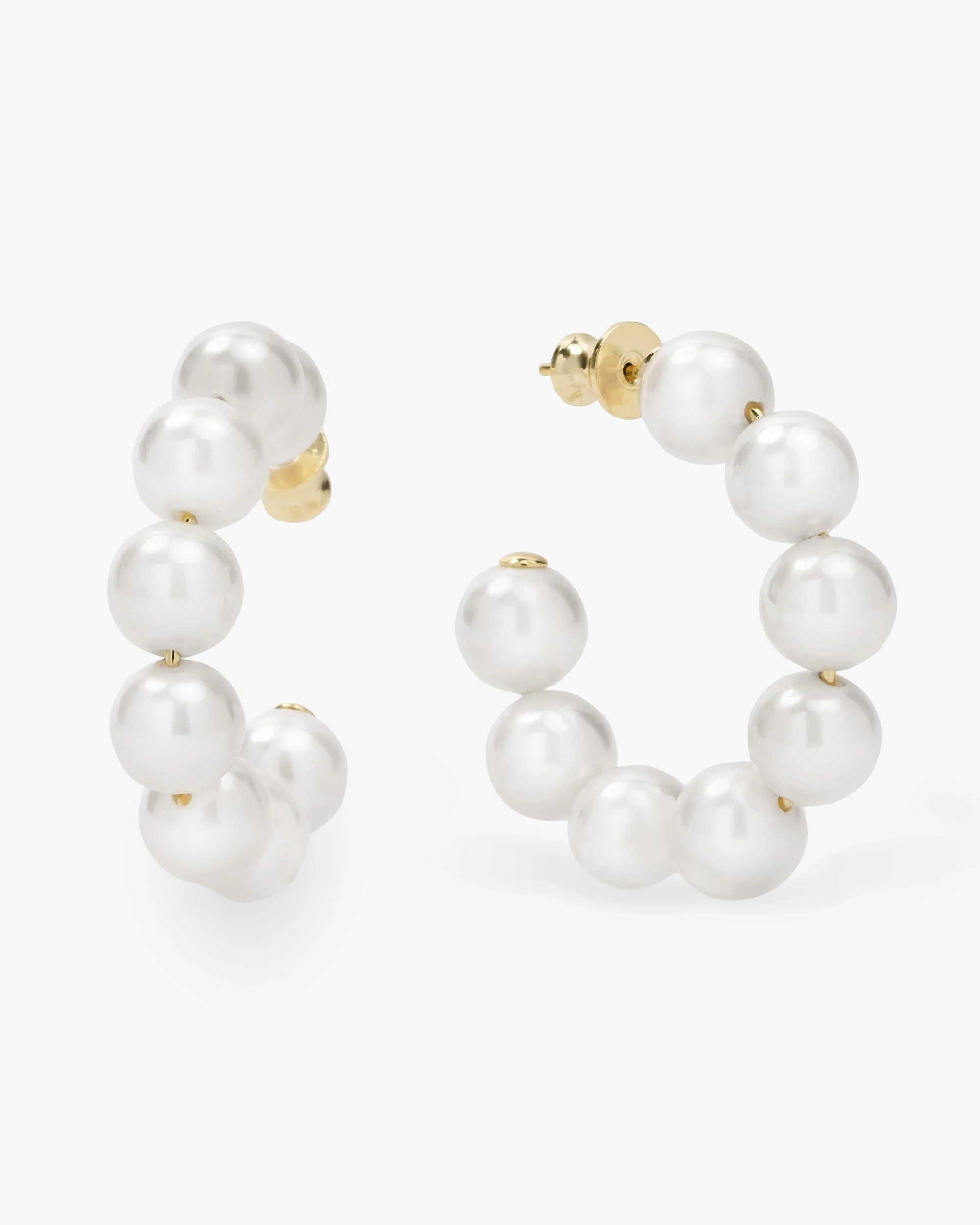 Life's A Ball Pearl Hoops - Gold | Melinda Maria