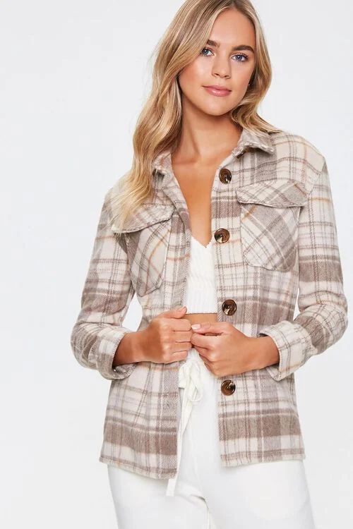 Plaid Button-Up Shacket | Forever 21 (US)