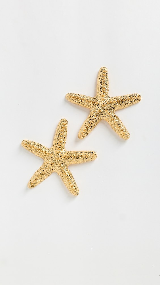 Kenneth Jay Lane Oversized Textured Gold Starfish Post Earrings | Shopbop | Shopbop