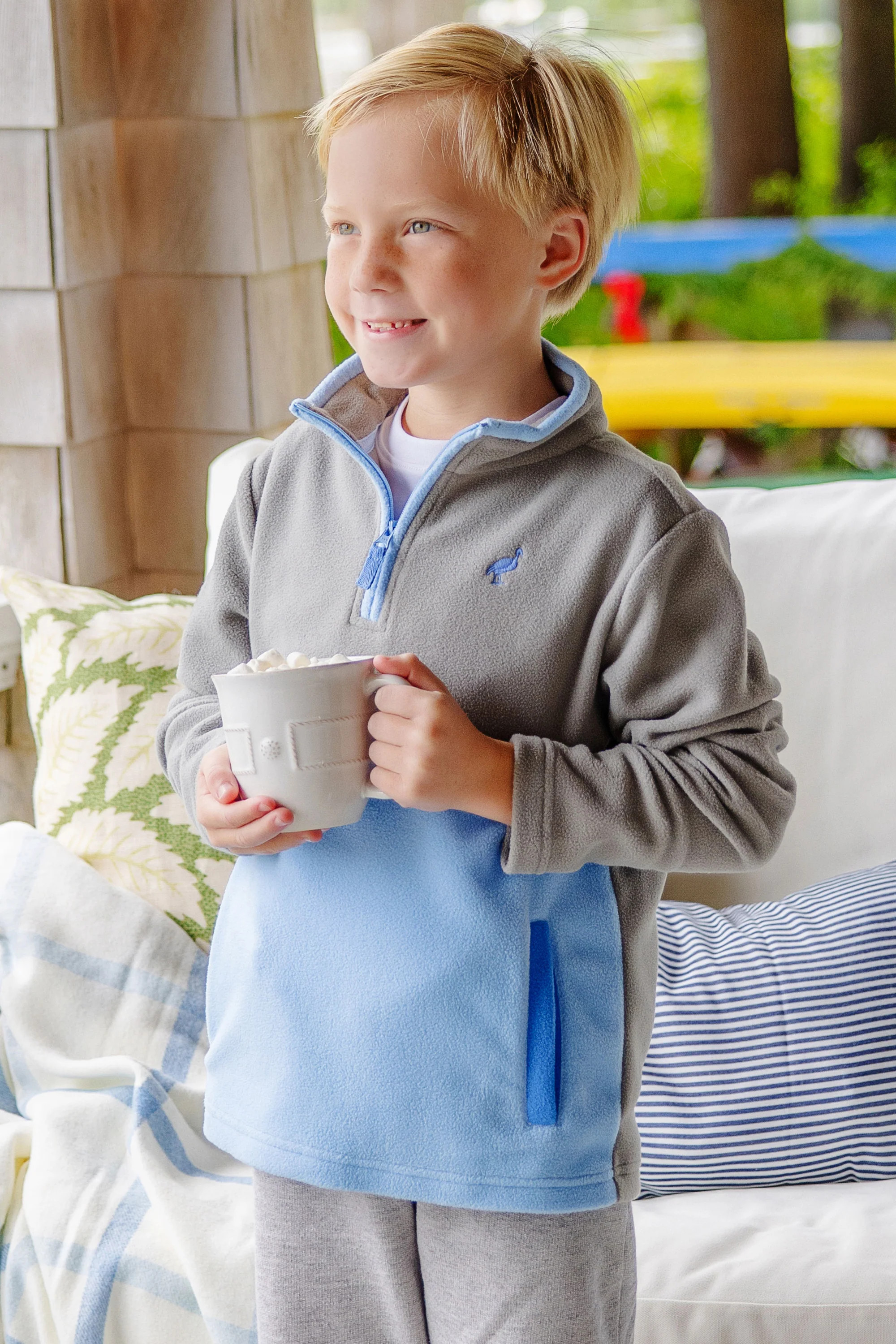 Hayword Half-Zip (Fleece) - Grantley Gray & Beale Street Blue with Beale Street Blue Stork | The Beaufort Bonnet Company