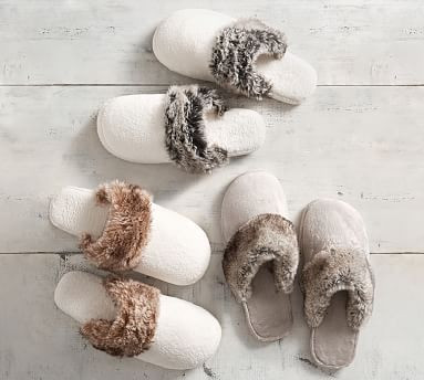 Faux Fur Slippers | Pottery Barn (US)