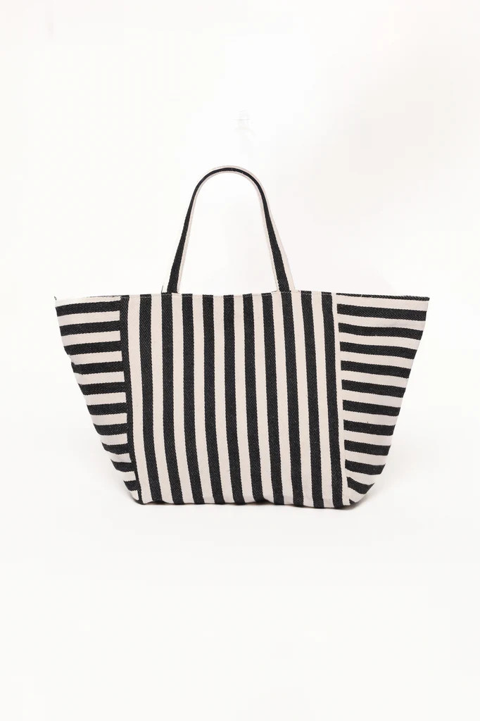 Savannah Beach Bag - Black Stripe | Petal & Pup (US)
