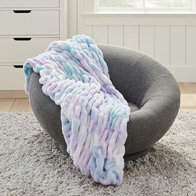 Tie-Dye Ruched Faux-Fur Throw | Pottery Barn Teen | Pottery Barn Teen