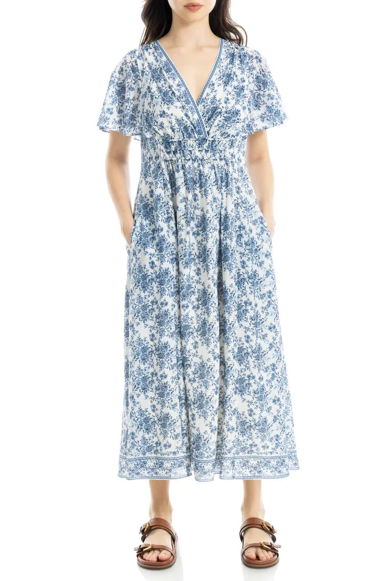 MAX STUDIO Floral Flutter Sleeve Maxi Dress (Women) | Nordstromrack | Nordstrom Rack