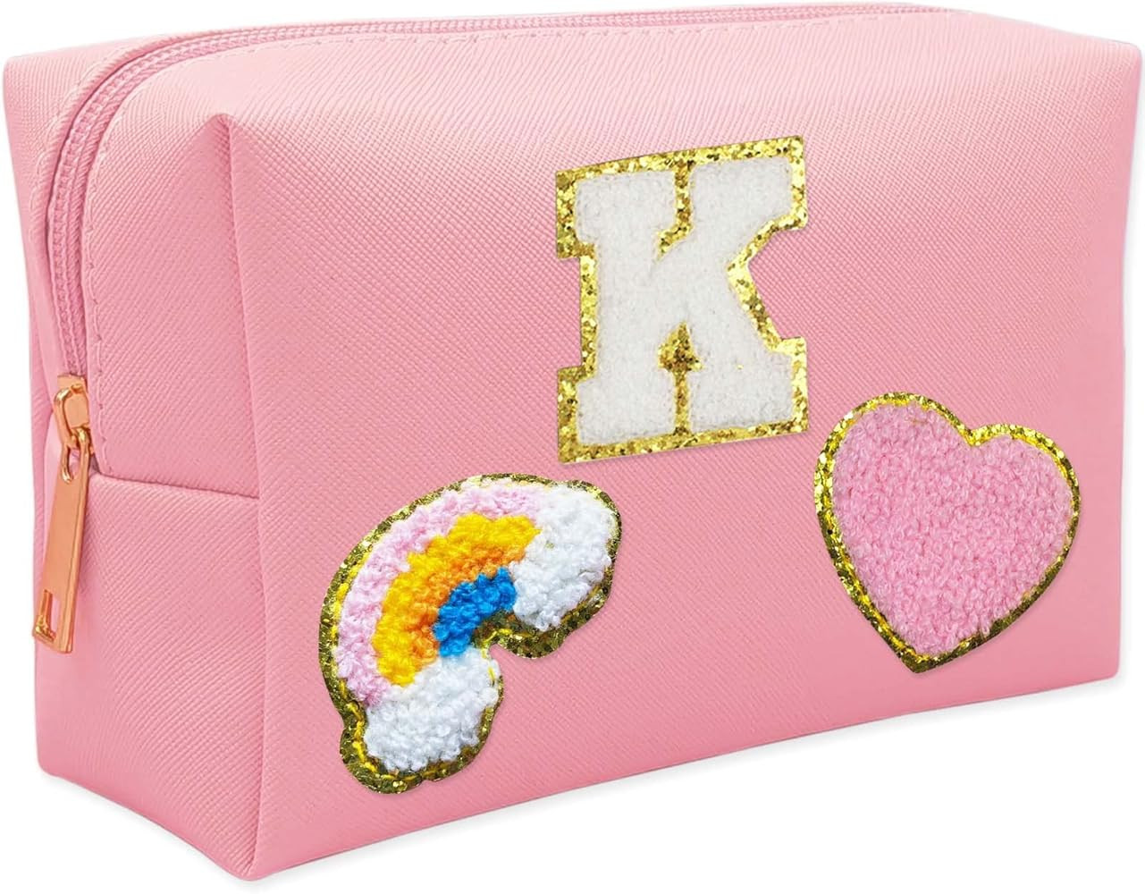 Personalized Inital Preppy Makeup Bag Set with Zipper, Monogram Waterproof Travel Cosmetic Bag fo... | Amazon (US)