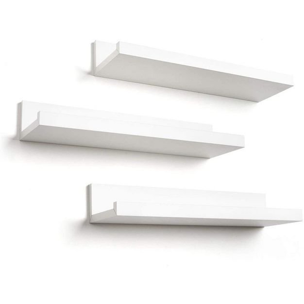 Americanflat Set of Three 14 Inch Floating Wall Shelves - White | Target