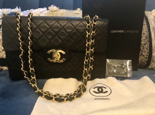 Chanel Vintage Jumbo Maxi Lambskin Classic Flap Bag Gold Hardware, Authentic  | eBay | eBay US