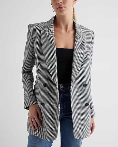 Houndstooth Double Breasted Blazer | Express