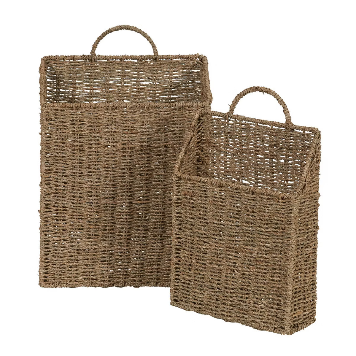 Household Essentials Rectangular Wicker Hanging Baskets Set of 2 Small and Large: Seagrass Decora... | Target