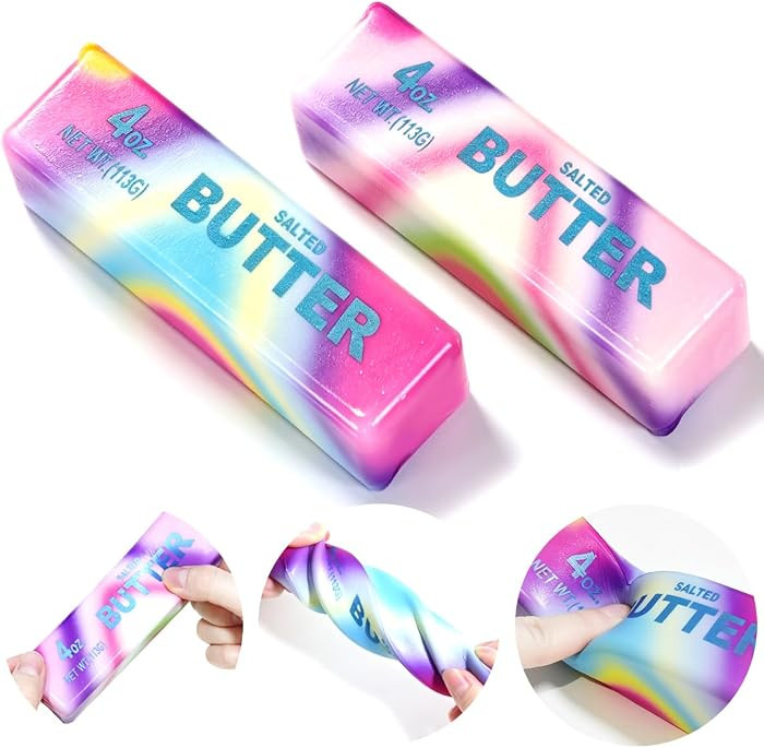 2 Pcs Rainbow Butter Squishy Stick , Super Soft Slow Rising Fidget Squeeze Toy, Colorful Sensory ... | Amazon (US)