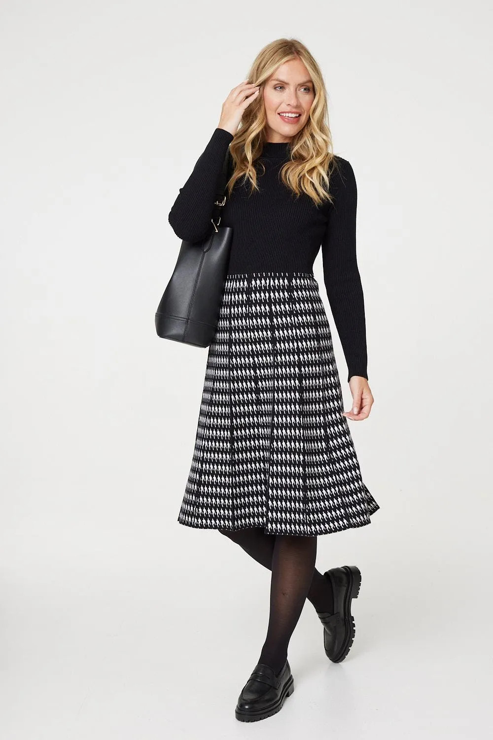 Dresses | Houndstooth Midi Knit Dress | Izabel London | Debenhams UK