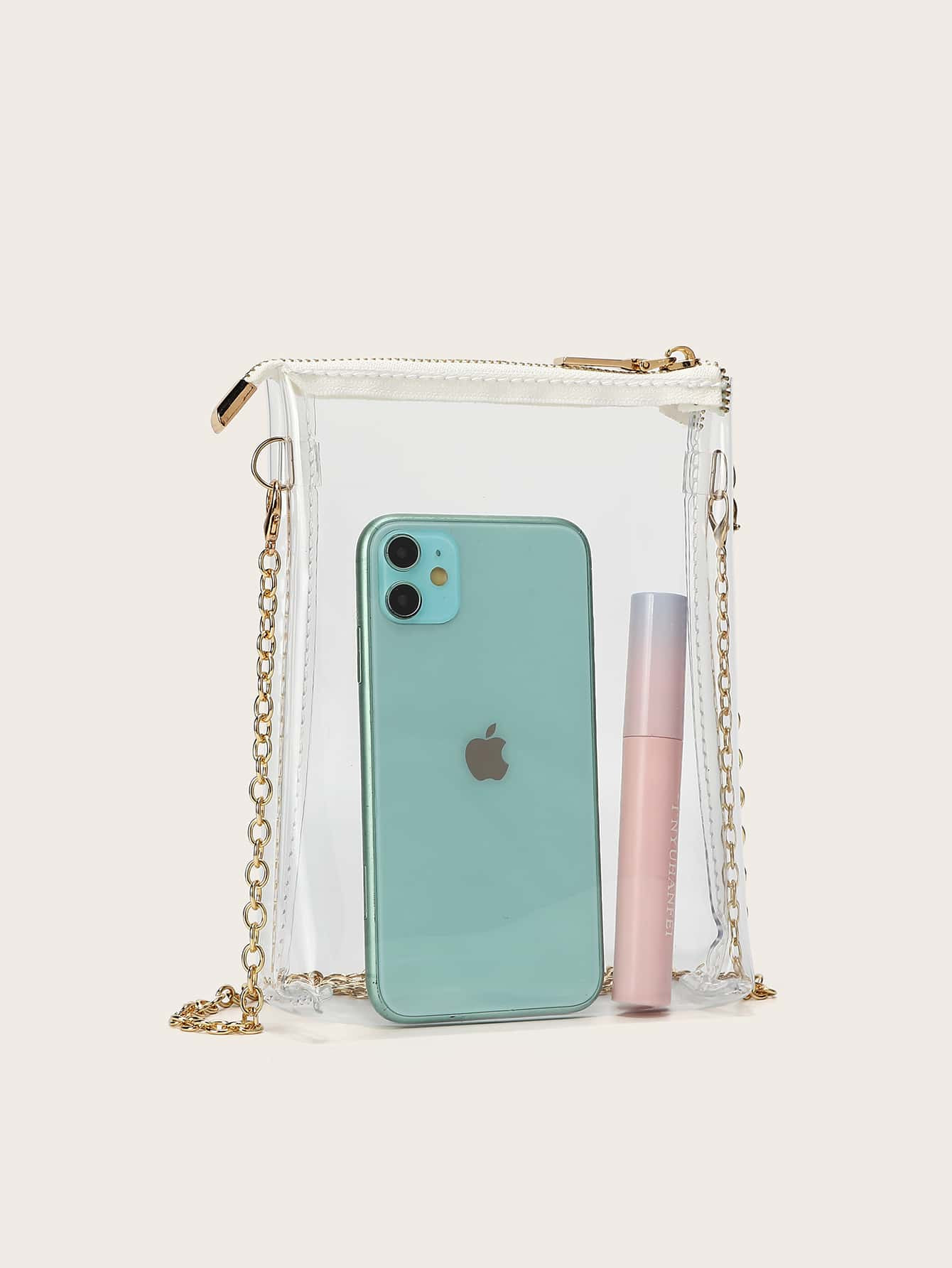 Clear Zip Up Crossbody Bag | SHEIN