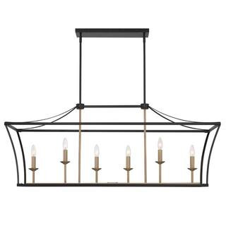 6-Lights Classic Black/Brass Dust Kitchen Island Linear Pendant | The Home Depot