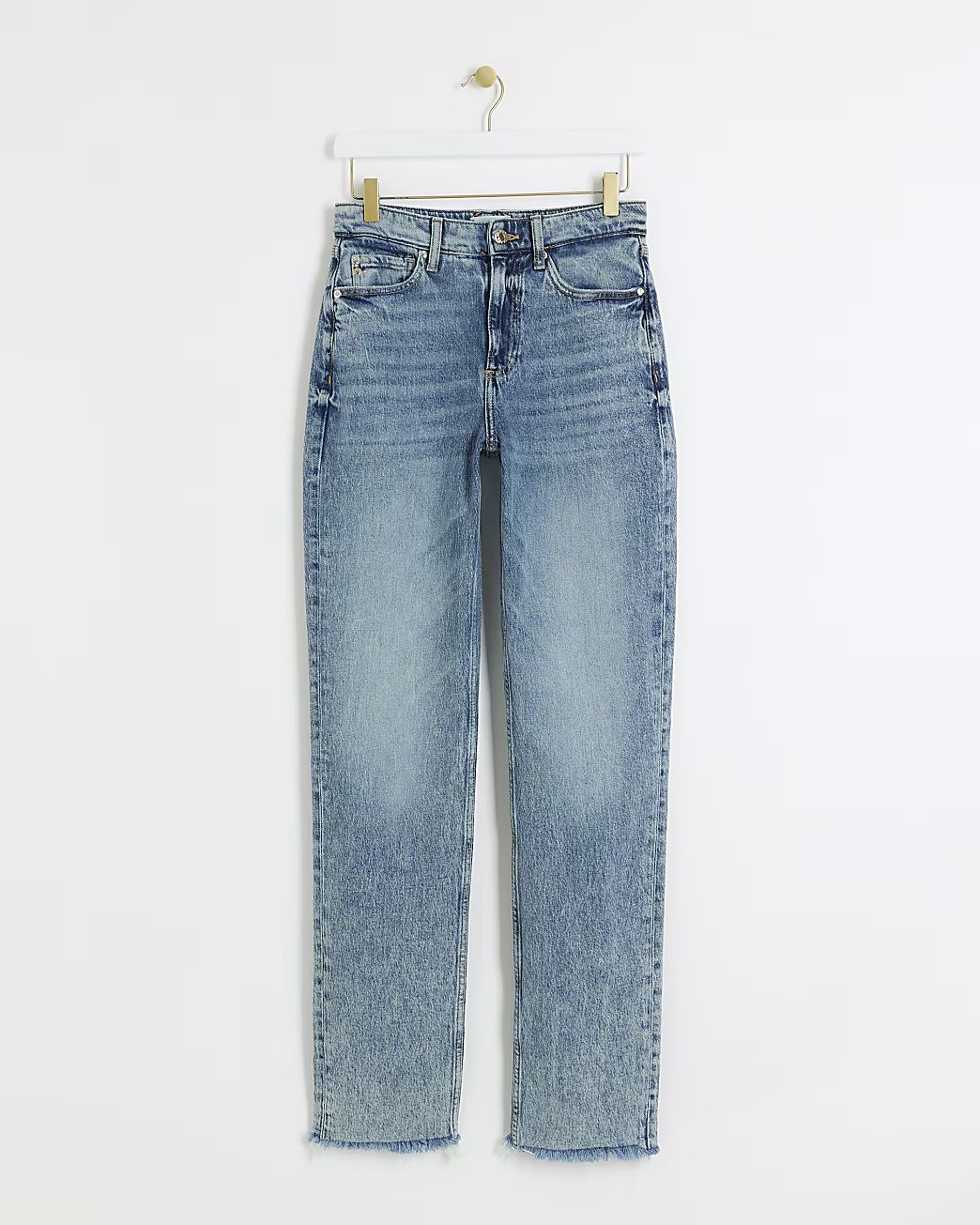 Blue high waisted stove pipe straight jeans | River Island (UK & IE)