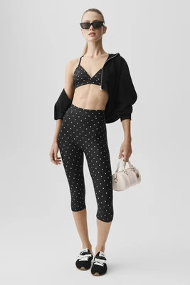 ALO | Airlift Polka Dot High-Waist Iconic 90's Capri Pants in Black/White, Size: XS | Alo Yoga