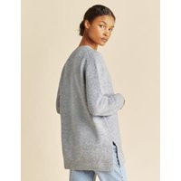Albaray Womens V-Neck Longline Jumper - 10 - Grey, Grey,Green | Marks & Spencer (UK)