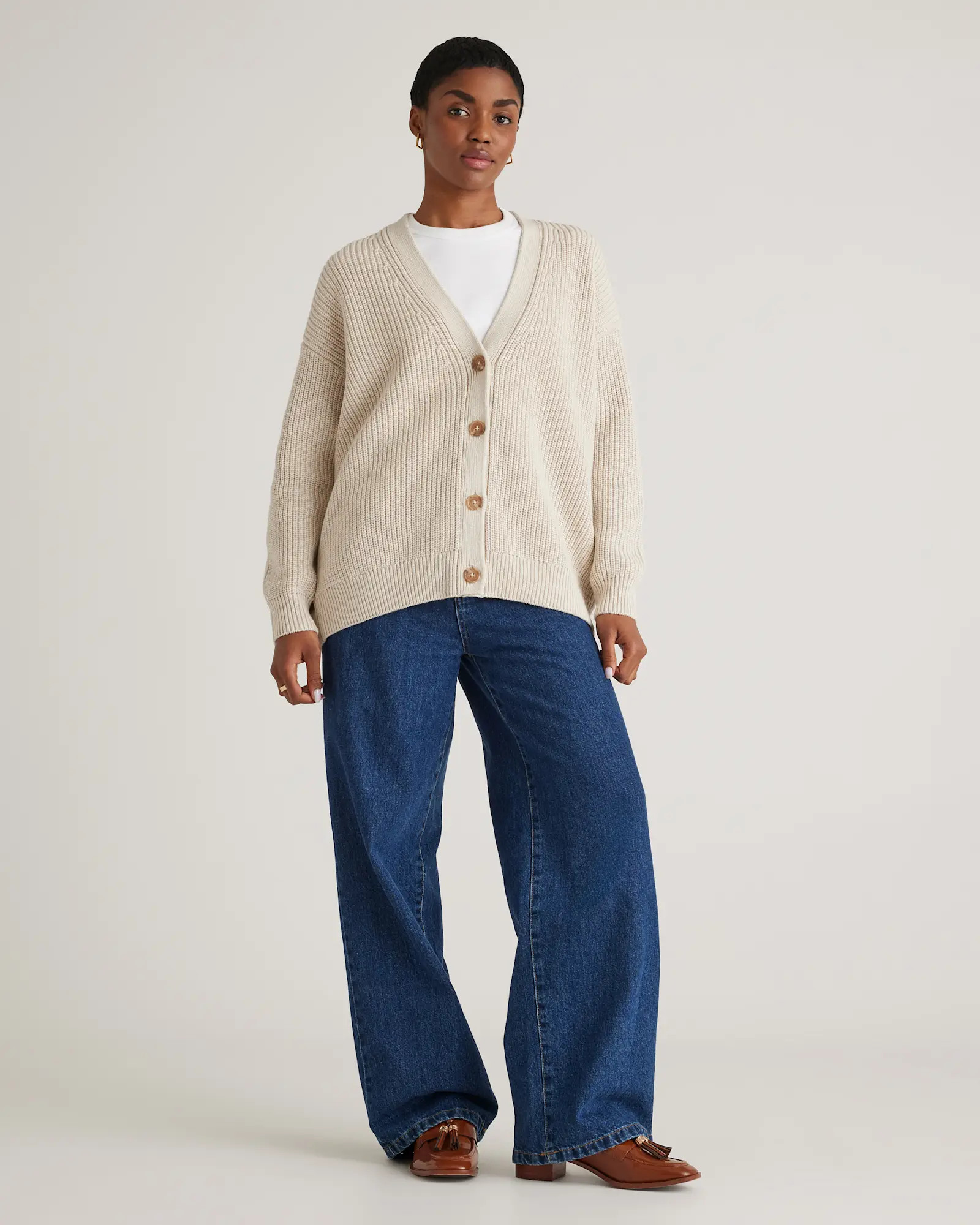 100% Organic Cotton Oversized Boyfriend Cardigan | Quince