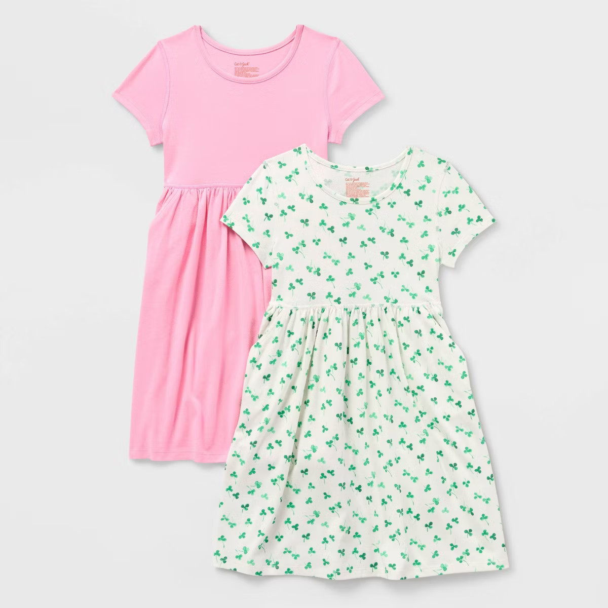Girls' 2pk Adaptive Short Sleeve St. Patrick's Day Dress - Cat & Jack™ Pink/Cream | Target