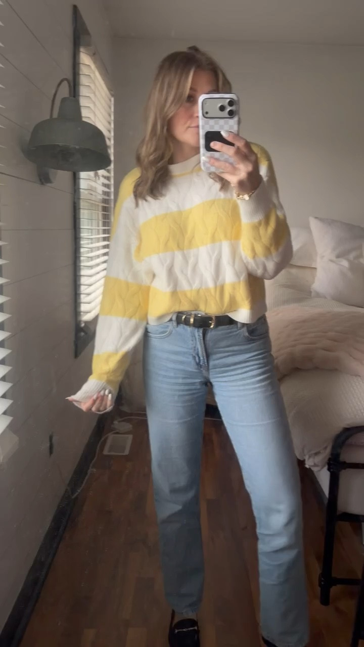 This yellow and white striped sweater is such a cheerful piece for spring. I love the bright color and soft knit, it’s perfect for adding a fun pop to any everyday outfit.

yellow and white striped sweater, spring sweater outfit, casual spring outfit, striped knit sweater, bright spring fashion, everyday casual style, jeans and sweater outfit, warm weather layering piece, effortless everyday look, spring wardrobe staple, SavannahK

#LTKootd #LTKSeasonal