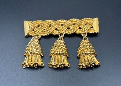 Vintage Anne Klein Gold Tone Triple Tassel Brooch | eBay US