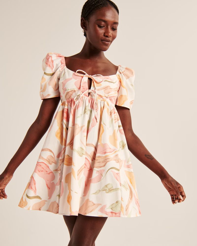 Women's Keyhole Babydoll Mini Dress | Women's New Arrivals | Abercrombie.com | Abercrombie & Fitch (US)