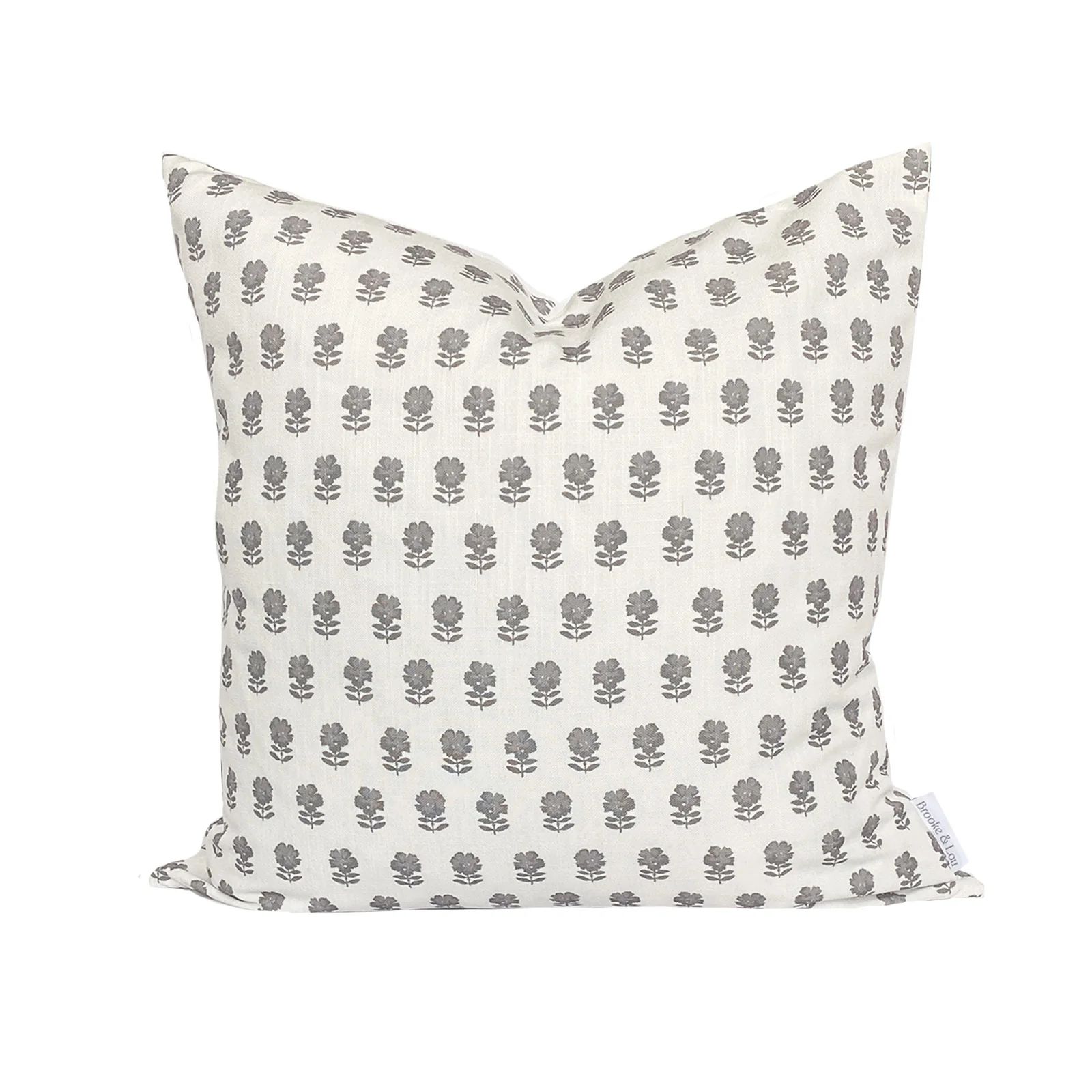 Lulu Floral Pillow in Charcoal | Brooke and Lou