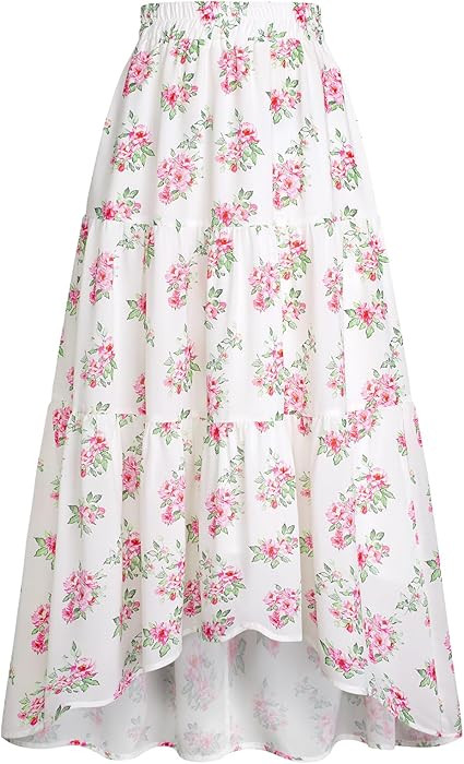 Scarlet Darkness Floral Skirts for Women Tiered Maxi Long Skirt High-Low Renaissance Skirt | Amazon (US)