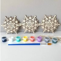 Filigree Snowflake Ornaments Ornament Painting Kit Christmas Craft Stocking Stuffer Party Craft Wood Ornament in July | Etsy (US)