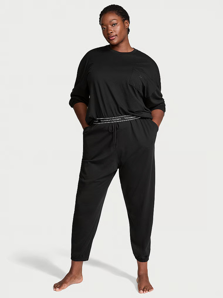 Buy 100% Cotton Long Pajama Set, Black - Order Pajamas Sets online - Victoria's Secret US | Victoria's Secret (US / CA )